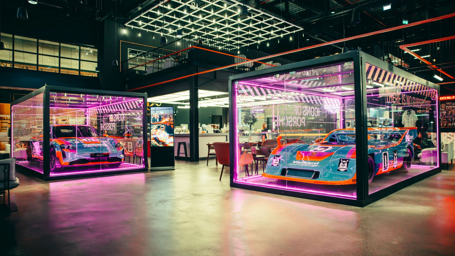 Now on display at DRVN by Porsche, the 917/30 Spyder and Taycan Turbo GT in Vaillant livery are making an early appearance ahead of Icons of Porsche.