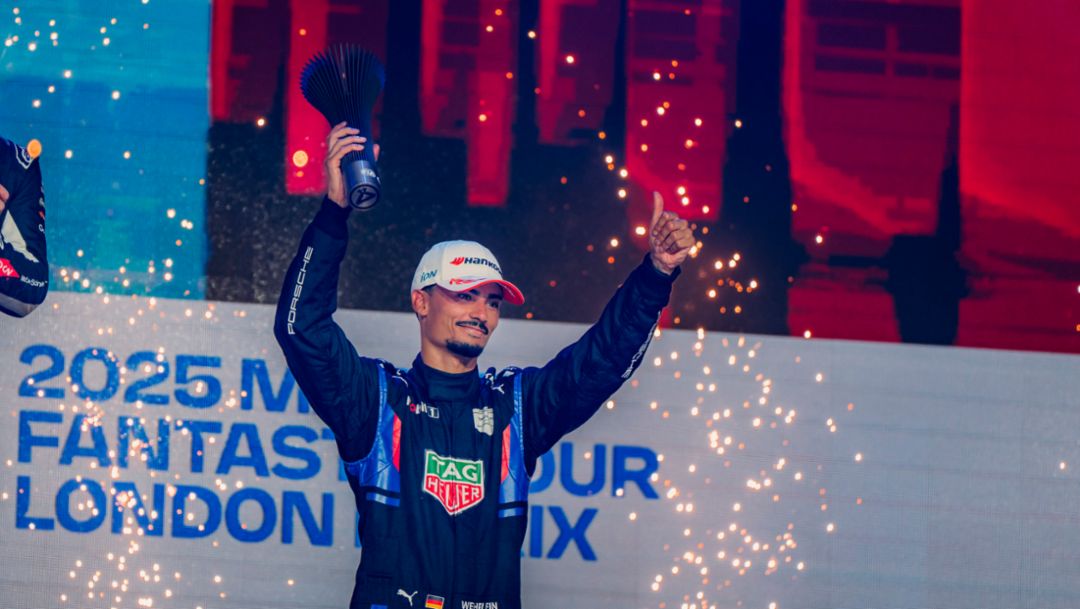 Pascal Wehrlein, piloto oficial del equipo TAG Heuer Porsche de Fórmula E, 1ª carrera del E-Prix de Londres, 2025, Porsche AG