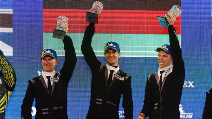 Team Project 1, Ben Keating, Jeroen Bleekemolen, Larry ten Voorde (l-r), World Endurance Championship WEC, Barhain, Round 4, Race, 2019, Porsche AG