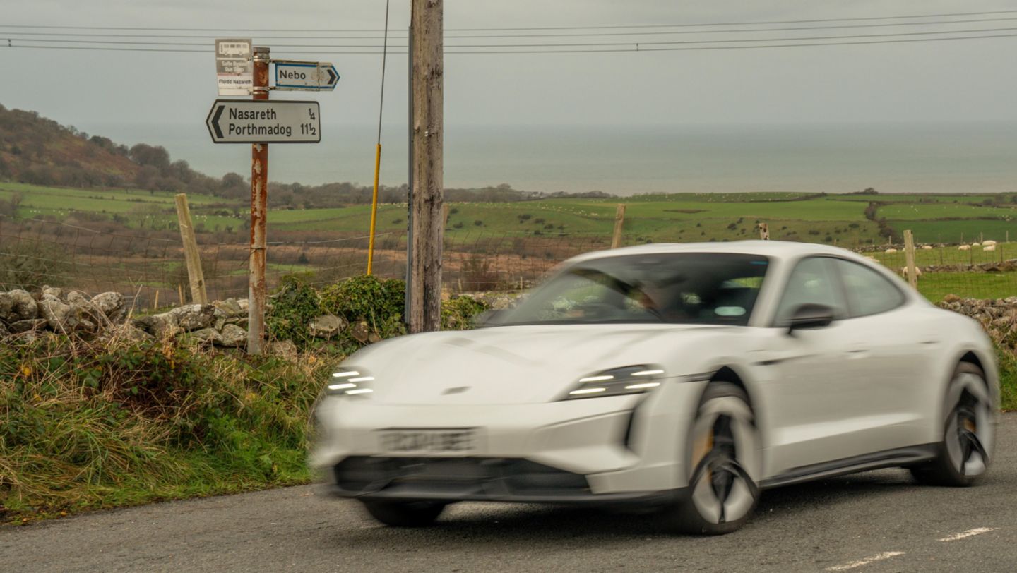 Taycan Turbo S, Nasareth to Bethlehem, Wales, 2024