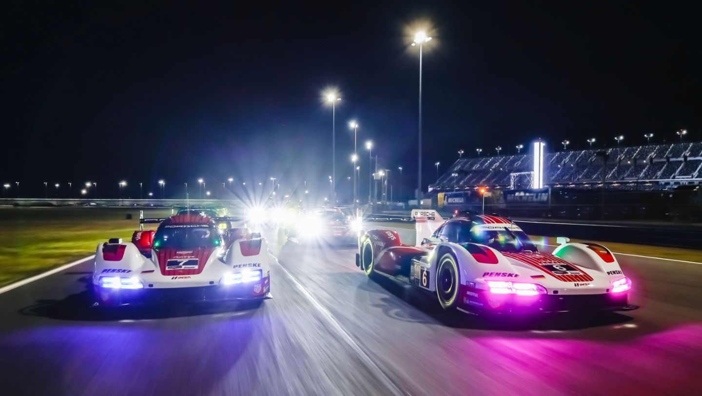 Porsche 963, Porsche Penske Motorsport (nº 7), Dane Cameron (EE. UU.), Felipe Nasr (BRA), Josef Newgarden (EE. UU.), Matt Campbell (Australia). Porsche Penske Motorsport (nº 6), Mathieu Jaminet (FRA), Nick Tandy (GB), Laurens Vanthoor (BEL), Kevin Estre (FRA), 2024, Porsche AG