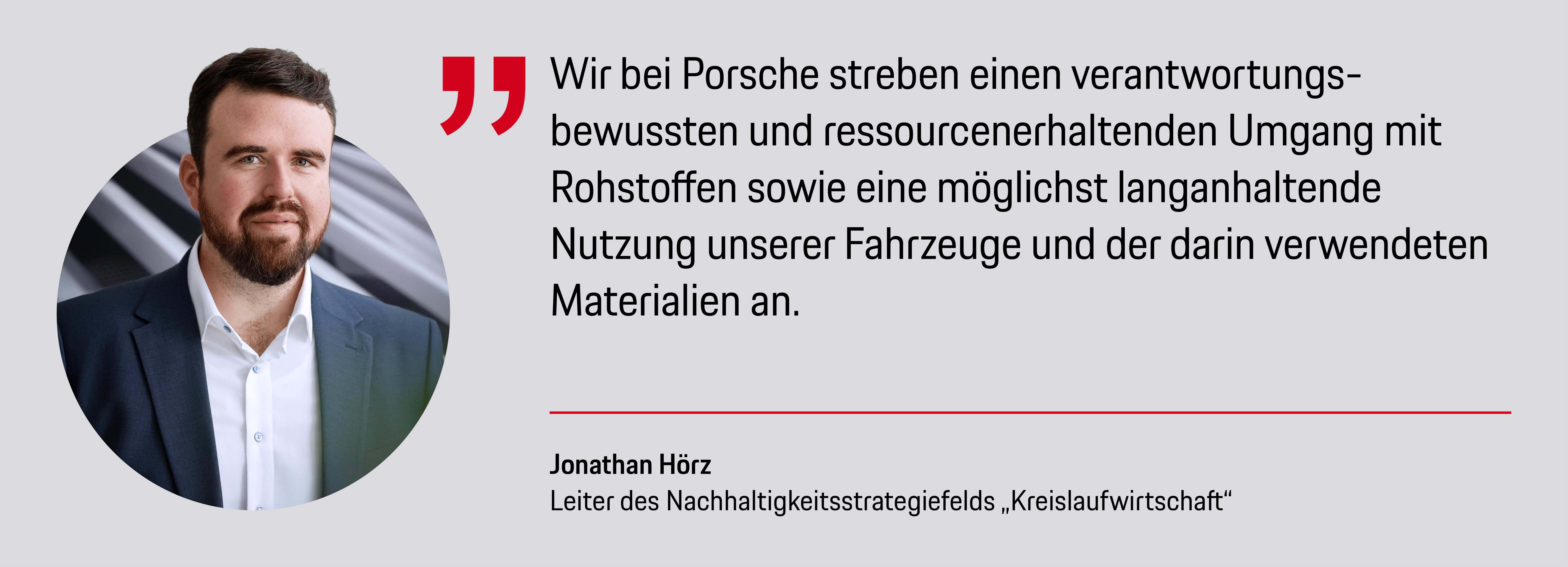 Jonathan H&ouml;rz, Leiter des Nachhaltigkeitsstrategiefelds &bdquo;Kreislaufwirtschaft", 2026, Porsche AG